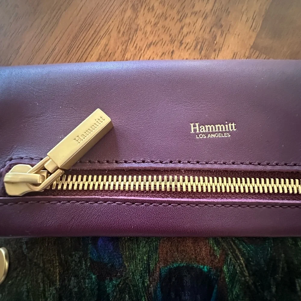 Hammitt burgundy and Green Clutch with Gold Details - Picture 3 of 10